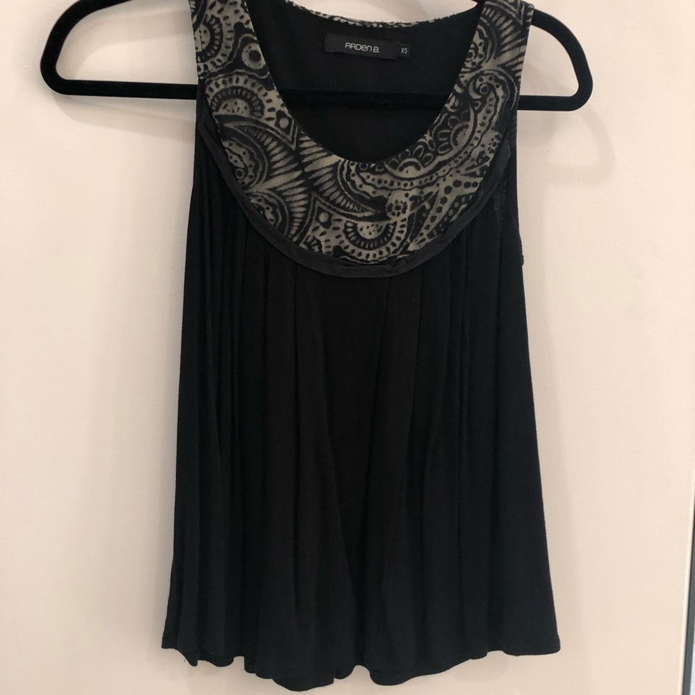 Arden B black flow drape tank w velvet accent XS